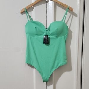 Green Spaghetti Strap Bodysuit